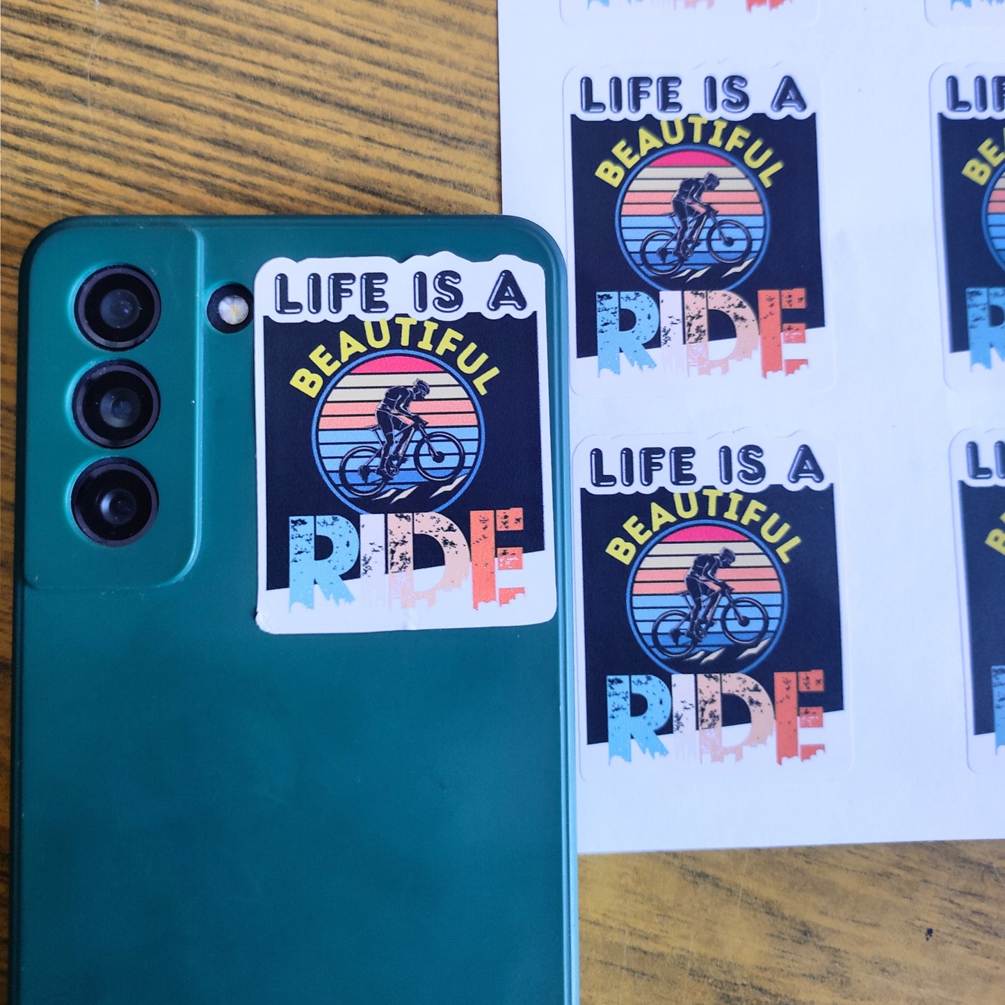 Reusable Self-Adhesive vinyl Sticker on Bicycle frame or phone cover