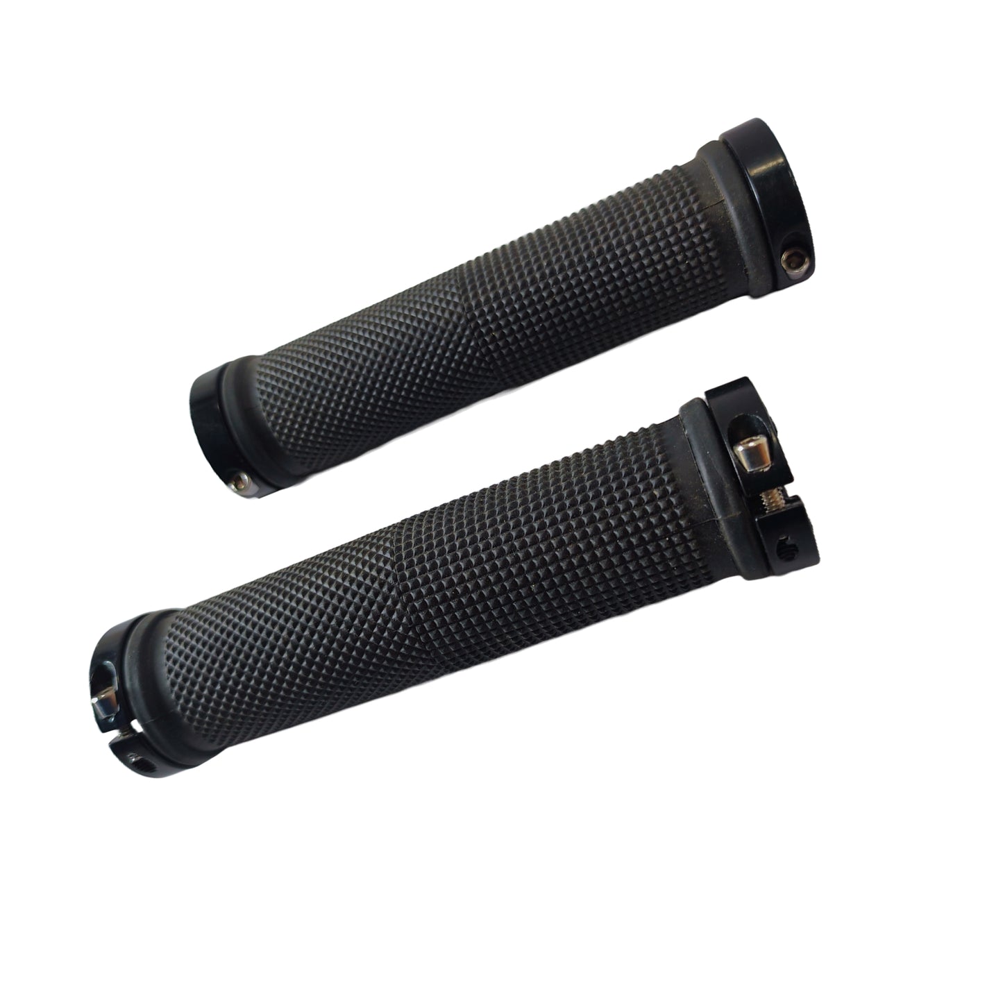 Lock-on Anti-Slip Bicycle Handlebar Handle Grip Black with double clamp for MTB, hybrid bike