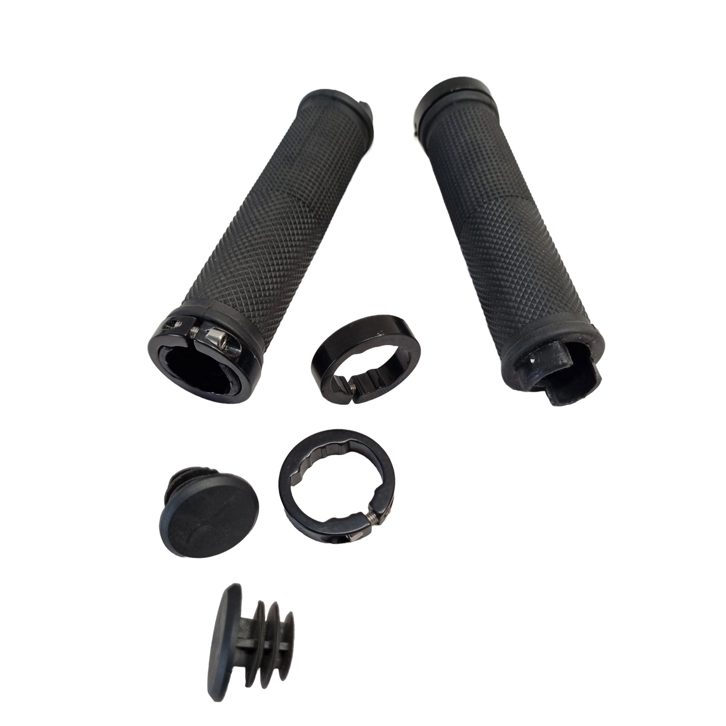 Lock-on Anti-Slip Bicycle Handlebar Handle Grip Black with double clamp end cap from omobikes