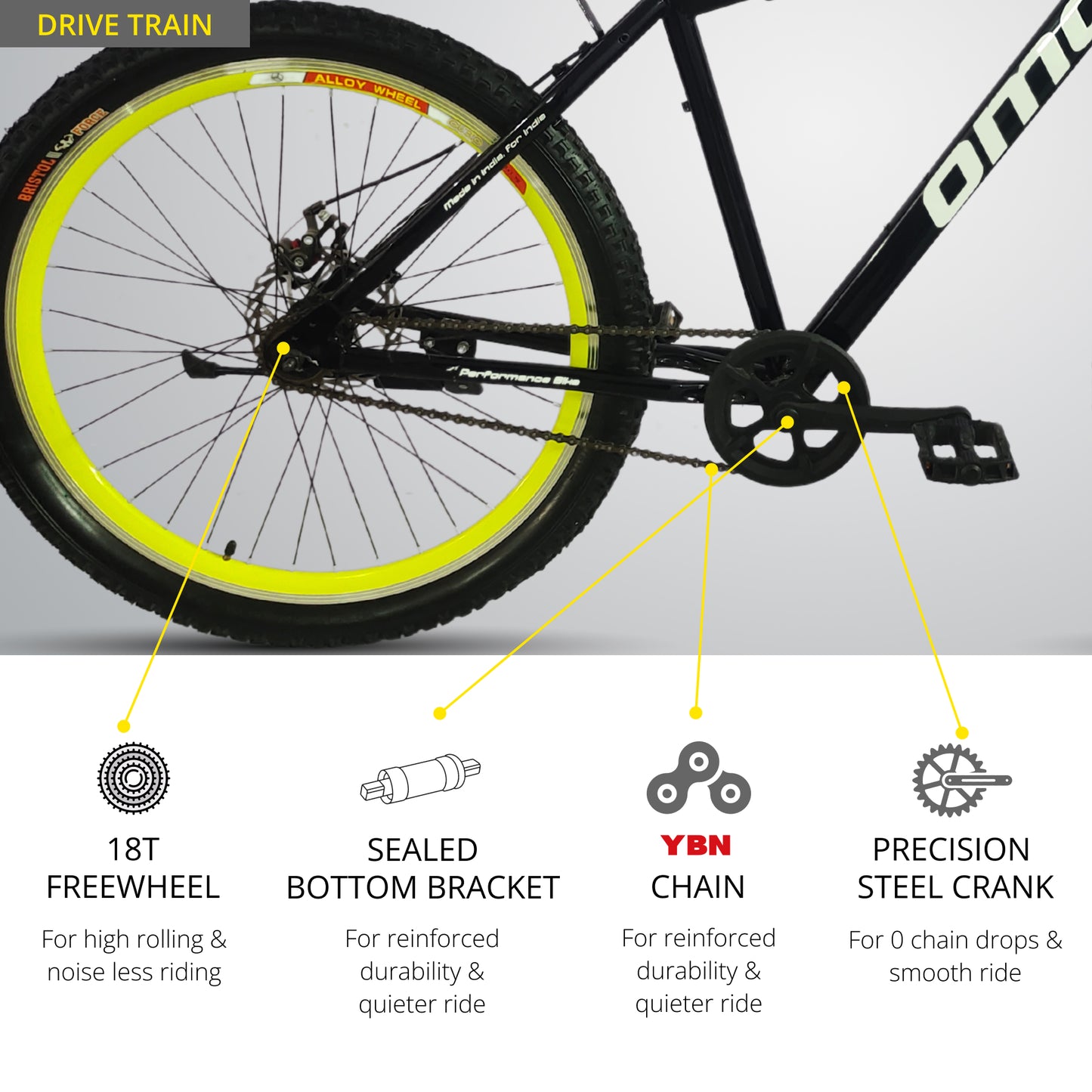 OMO bikes manali steel MTB bike single speed mountain bike disc brake wheel view