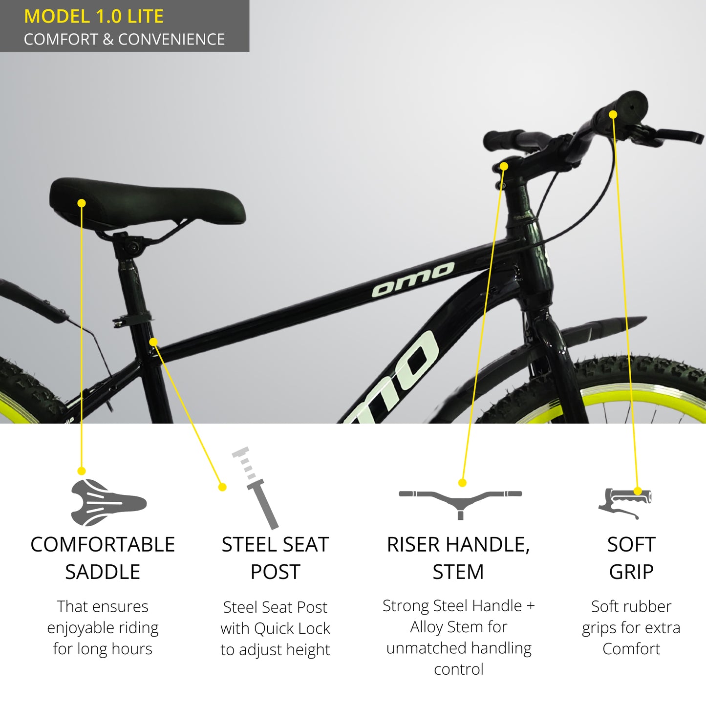 Discover the perfect blend of affordability and performance with the Omobikes Model 1.0, the best buy for men's and adult's budget-friendly hybrid cycles, featuring a striking green and black finish