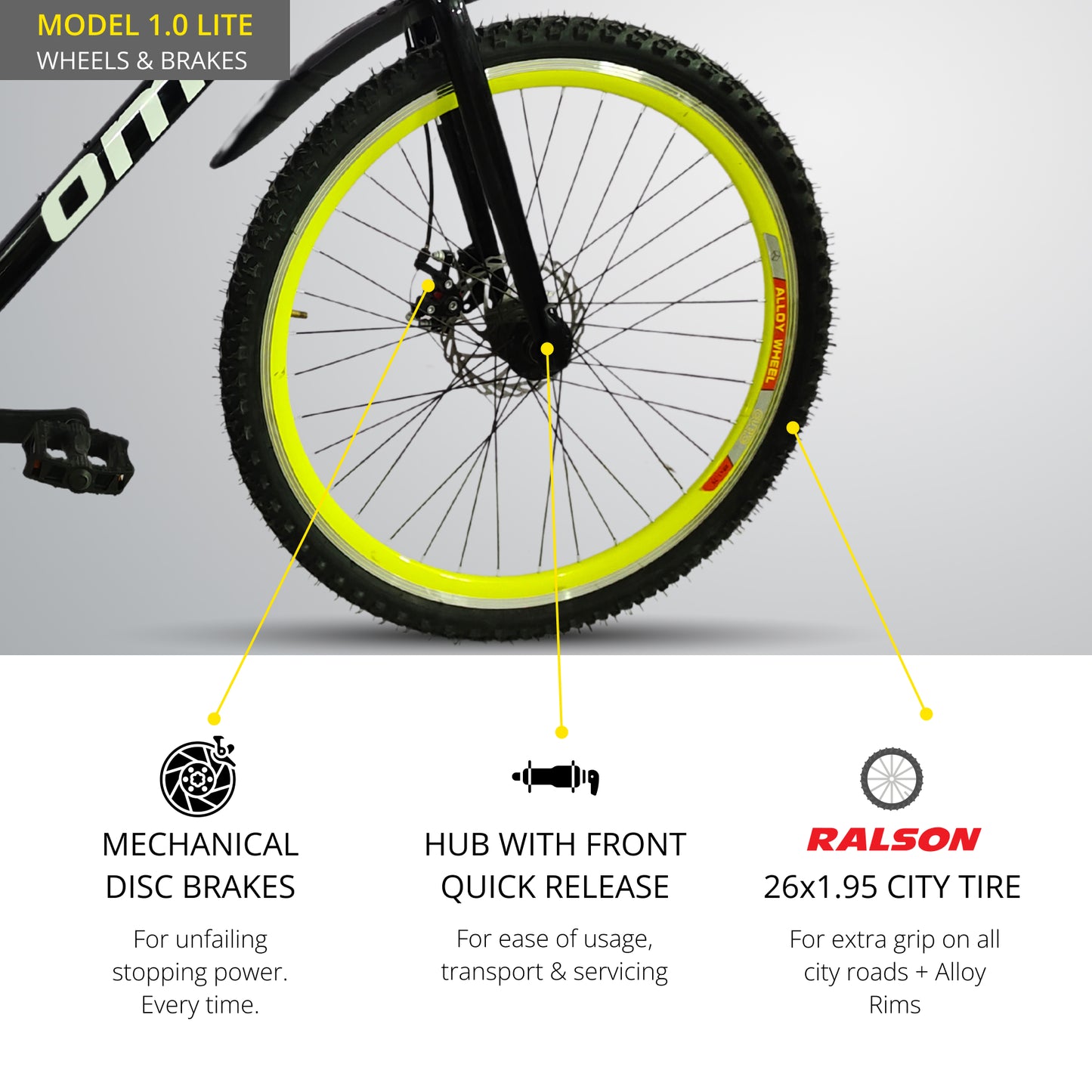 Explore the city in style with the Omobikes Model 1.0, the best budget hybrid cycle for men and adults, available in an eye-catching green and black color scheme