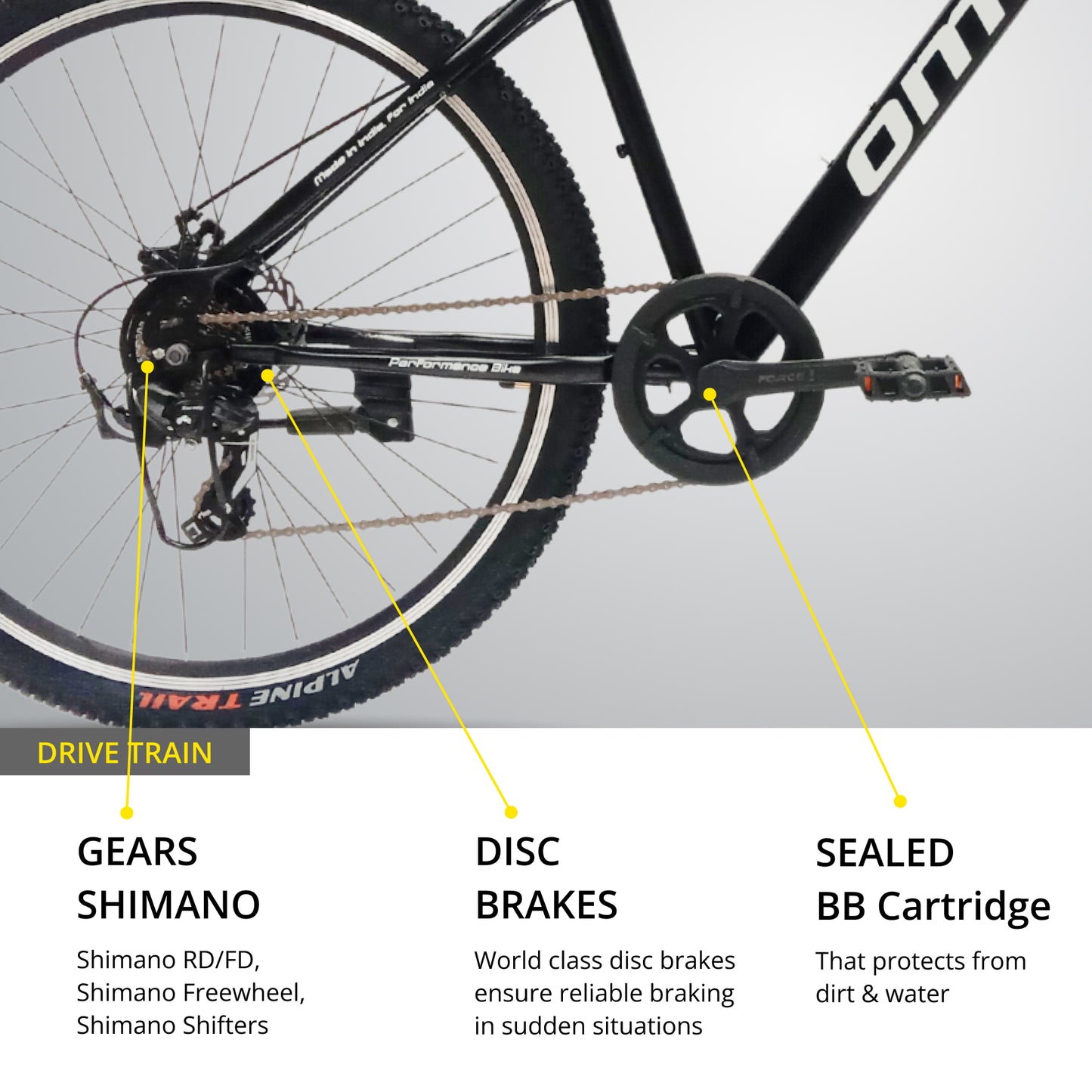 OMO bikes steel MTB bike shimano gear mountain bike shillong disc brake wheel view