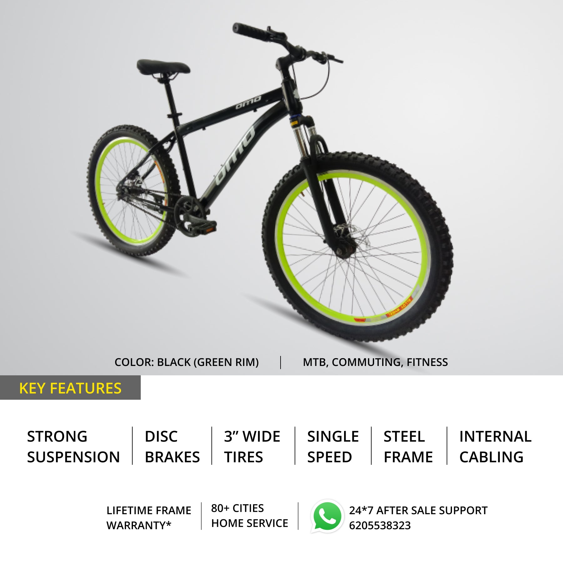 OMO bikes vagator semi FAT steel MTB bike single speed mountain bike with suspension disc brakes key features