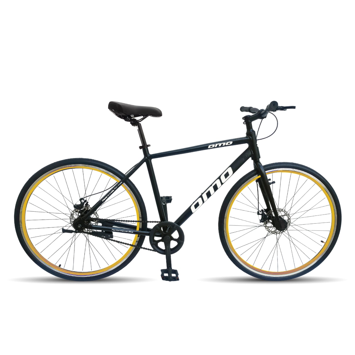 Omobikes hampi lite 700 alloy frame hybrid bike single speed without gear full sideview