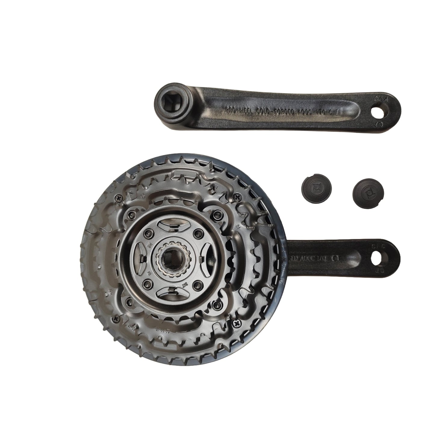 Bicycle crankset prowheel alloy Geared 3 speed bottom view spare part by omobikes