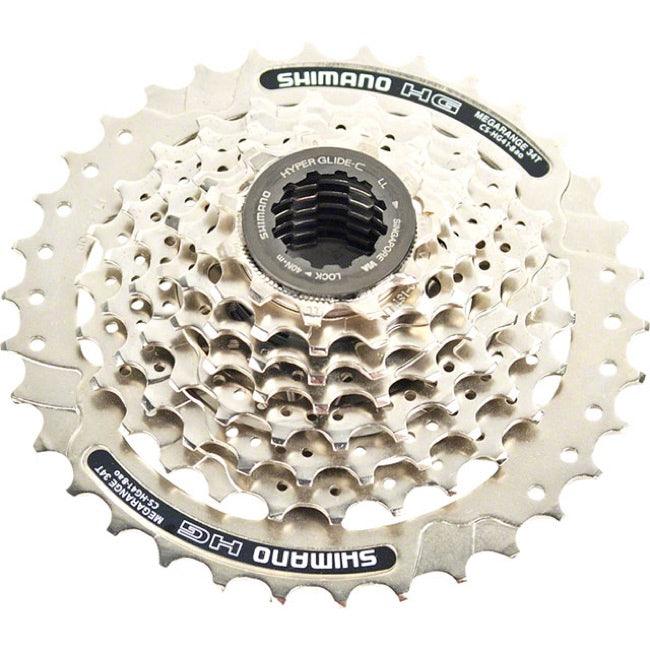 Shimano Acera HG41 8 Speed bicycle gear cassette on a white background