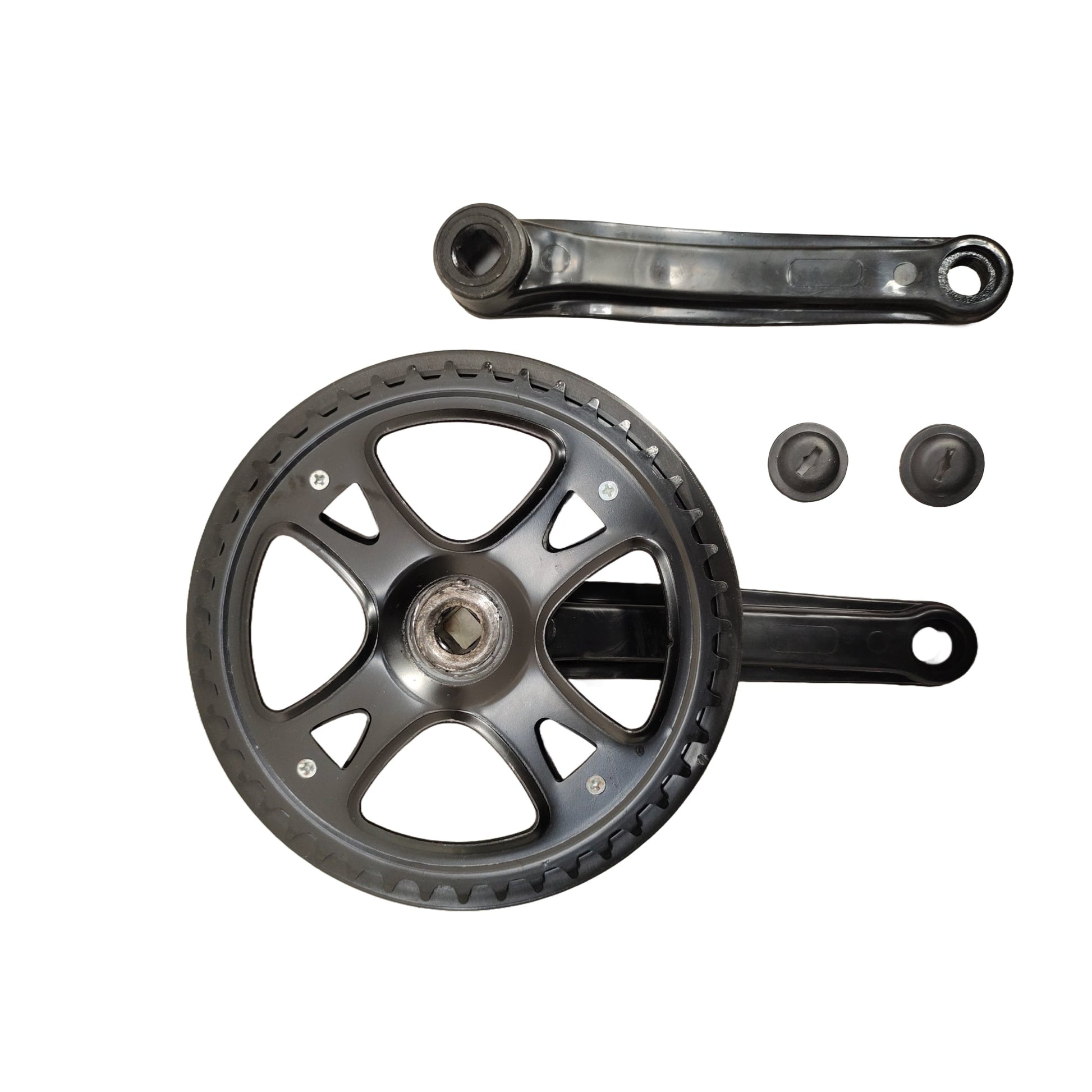 Bicycle crankset single speed steel bottom view spare part by omobikes