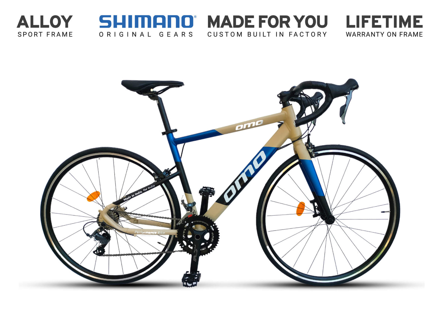 omobikes Munnar 8x2 roadbike made in India with shimano claris drivetrain