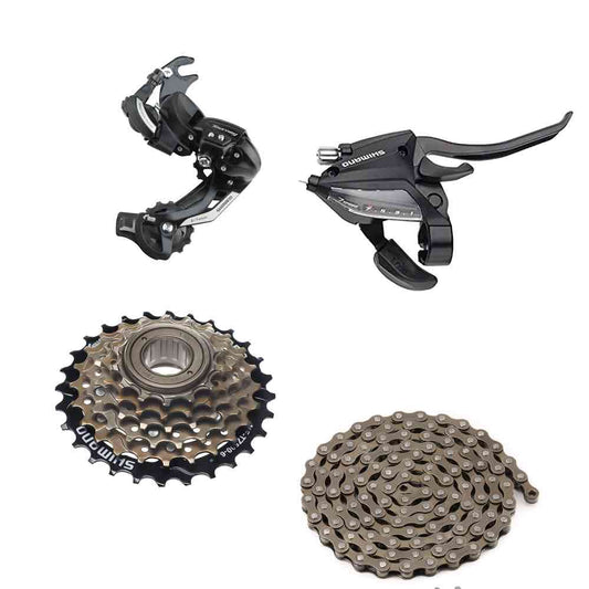 Buy 7 Speed Shimano gear set to upgrade or convert you non gear single speed bicycle to 7 gear