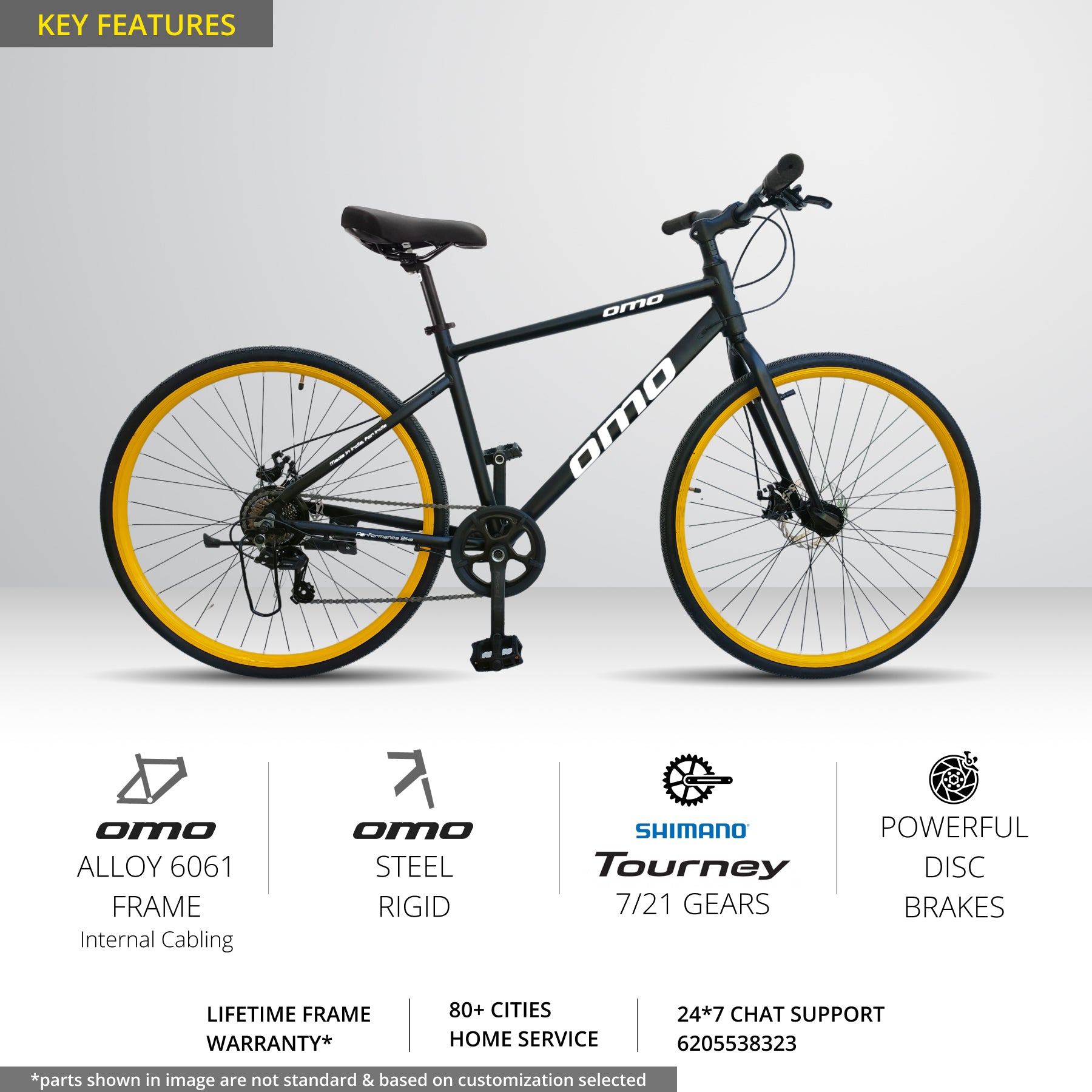 Omobikes alloy frame hampi geared hybrid bike under 20000 feature points