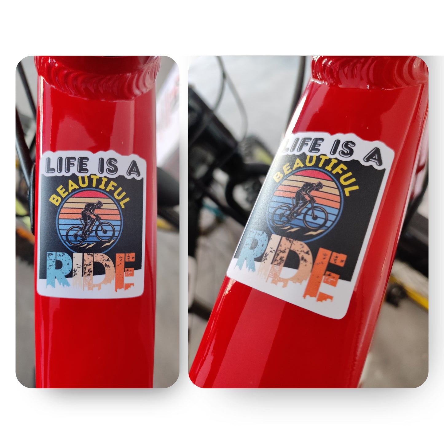 Reusable Self-Adhesive vinyl Sticker on Bicycle frame