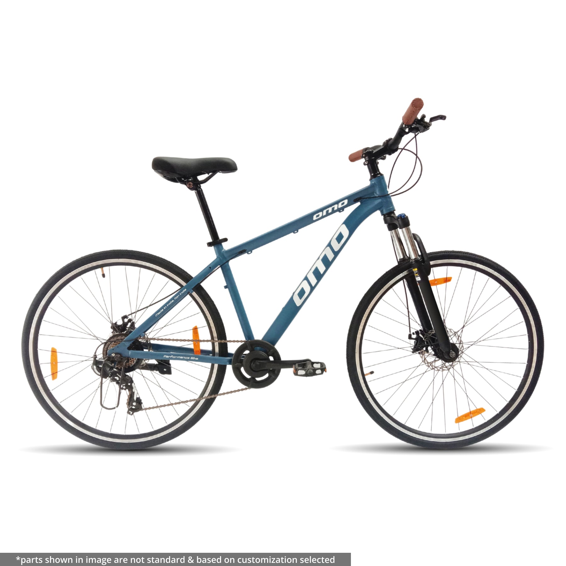 Alloy Hybrid with lockout suspension Zoom Suntour 700c 21 gears Shimano Acera Blue Color