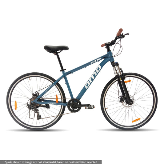 Alloy Hybrid with lockout suspension Zoom Suntour 700c 21 gears Shimano Acera Blue Color