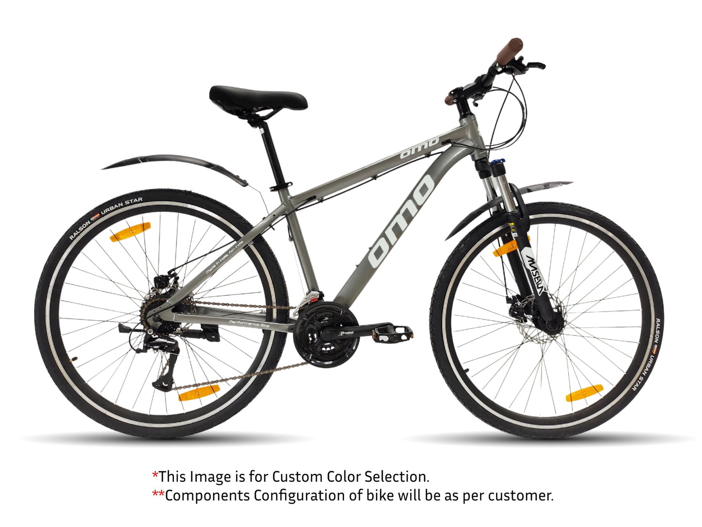 Alloy Hybrid with suspension Zoom Suntour 700c  Shimano gear Acera shifter  light grey  Color