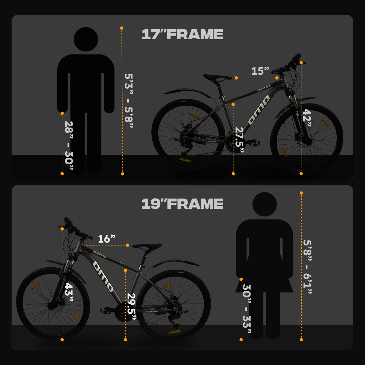 Alloy hybrid cycle size chart 