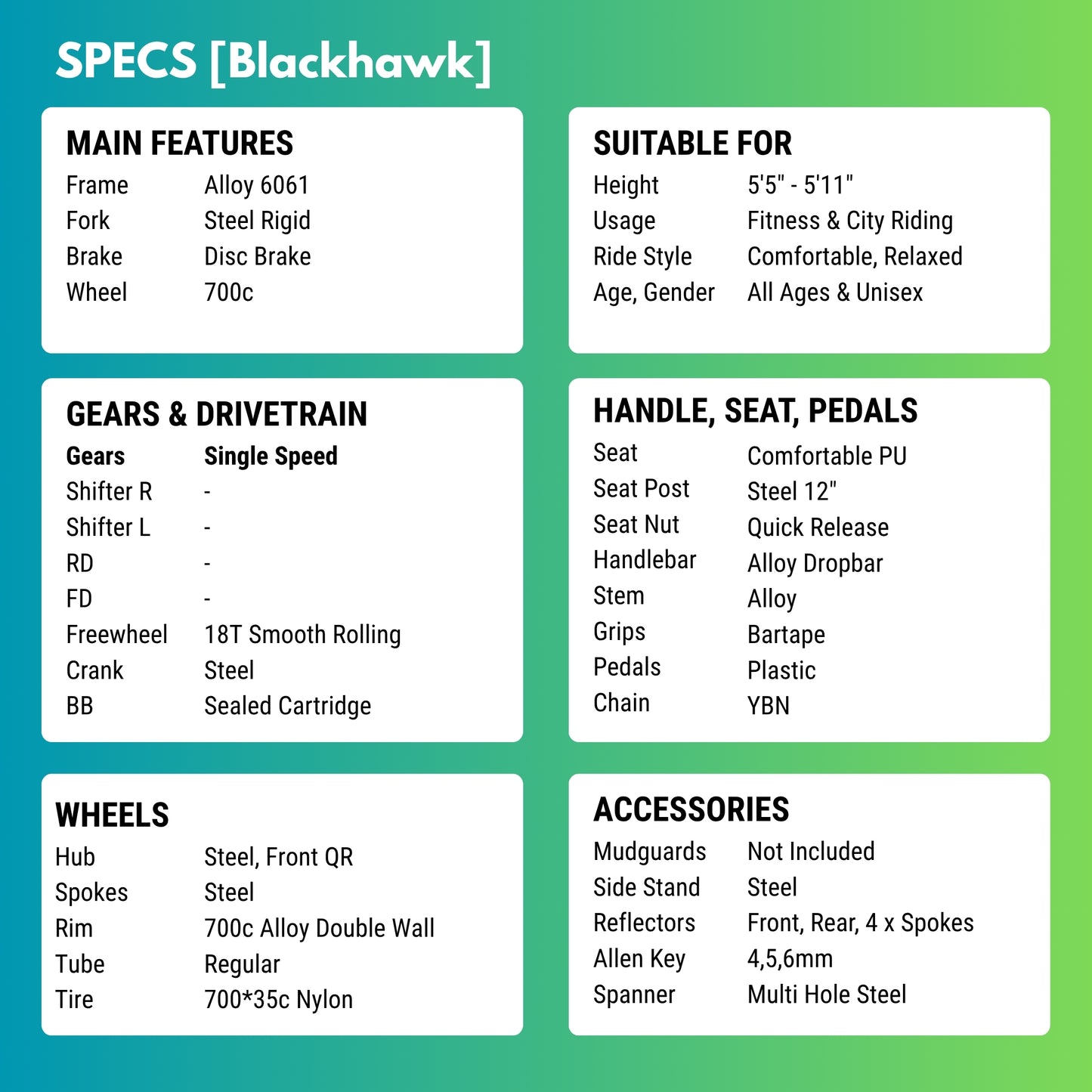 Black Hawk | Single Speed Road Bike