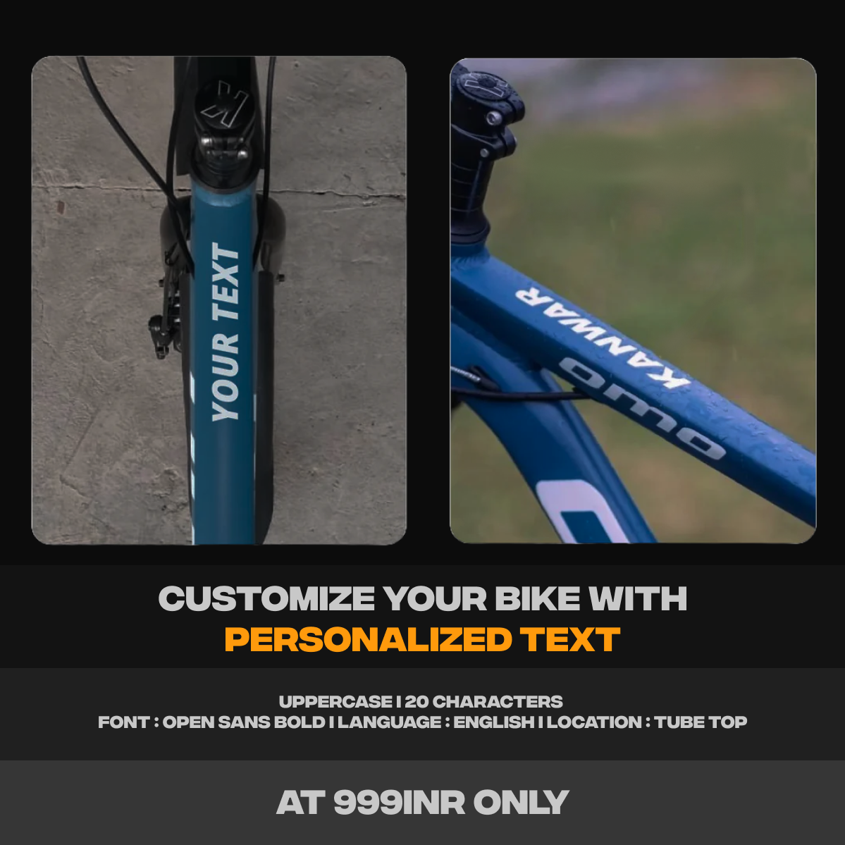 Coorg pro hybrid bike cycle custom logo text customisation by omobikes