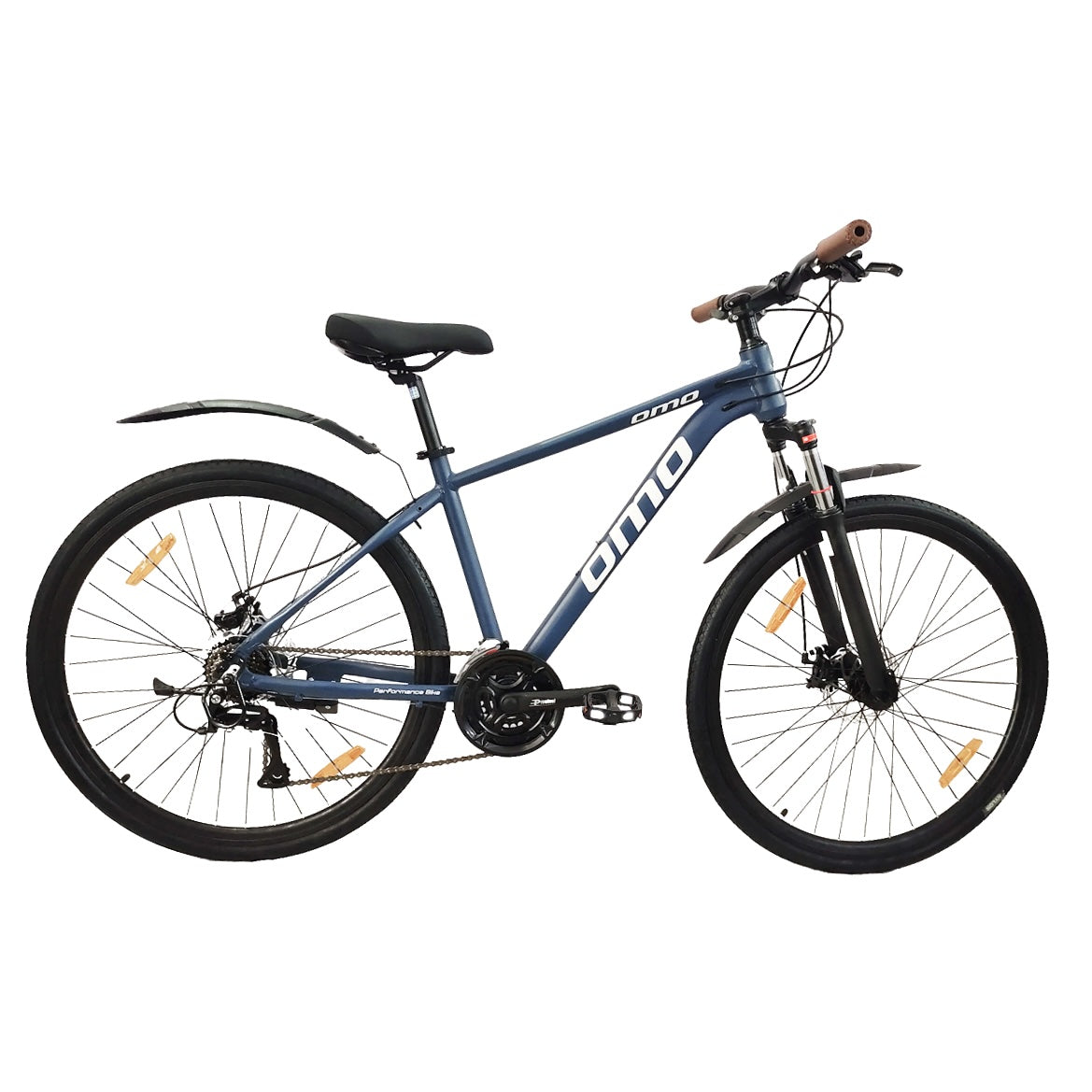 Coorg pro 9 and 27 Shimano alivio gear  hybrid bike cycle in 17 and 19 inch frame with lockout suspension and disc brake in blue colour  by omobikes