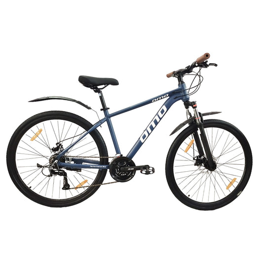 Coorg pro 9 and 27 Shimano alivio gear  hybrid bike cycle in 17 and 19 inch frame with lockout suspension and disc brake in blue colour  by omobikes
