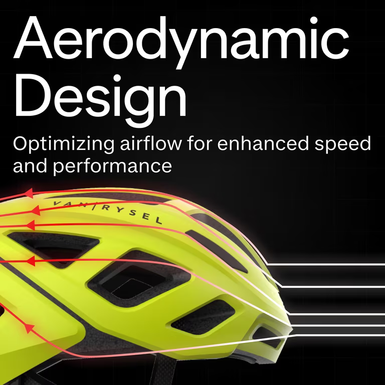 DECATHLON Road Bike Helmet RoadR 500 - Neon Yellow -VAN RYSEL