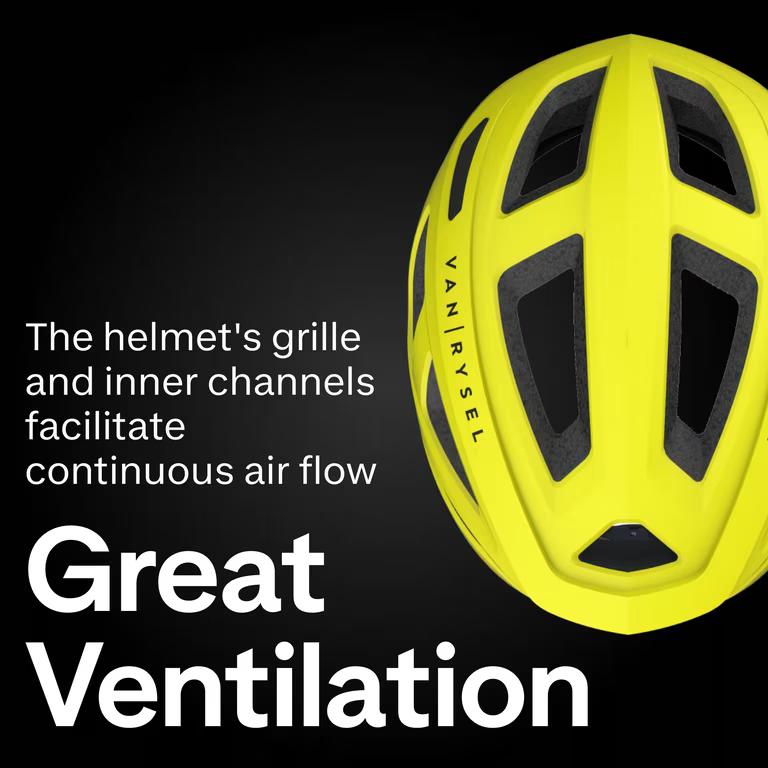 DECATHLON Road Bike Helmet RoadR 500 - Neon Yellow -VAN RYSEL