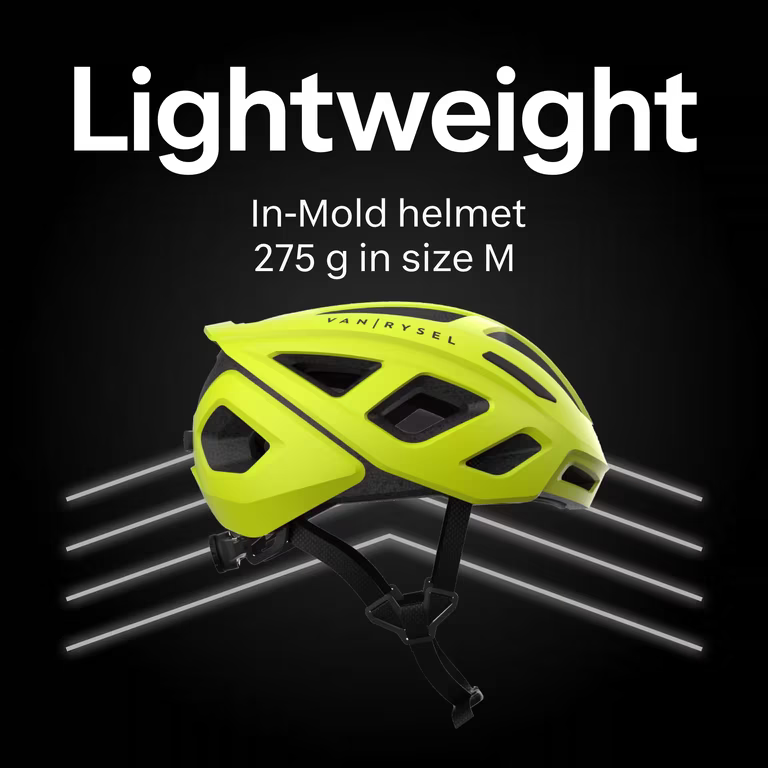 DECATHLON Road Bike Helmet RoadR 500 - Neon Yellow -VAN RYSEL