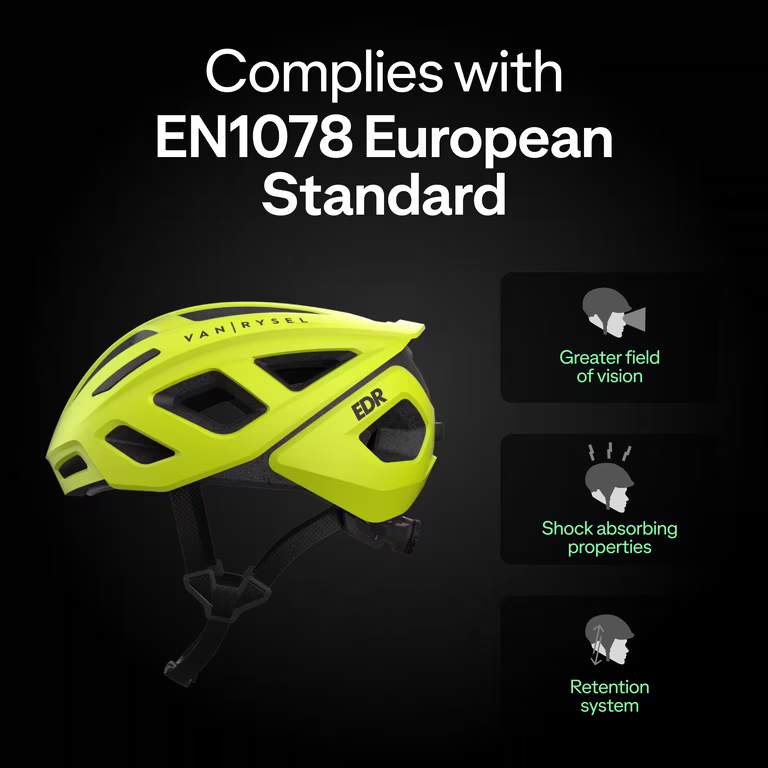 DECATHLON Road Bike Helmet RoadR 500 - Neon Yellow -VAN RYSEL