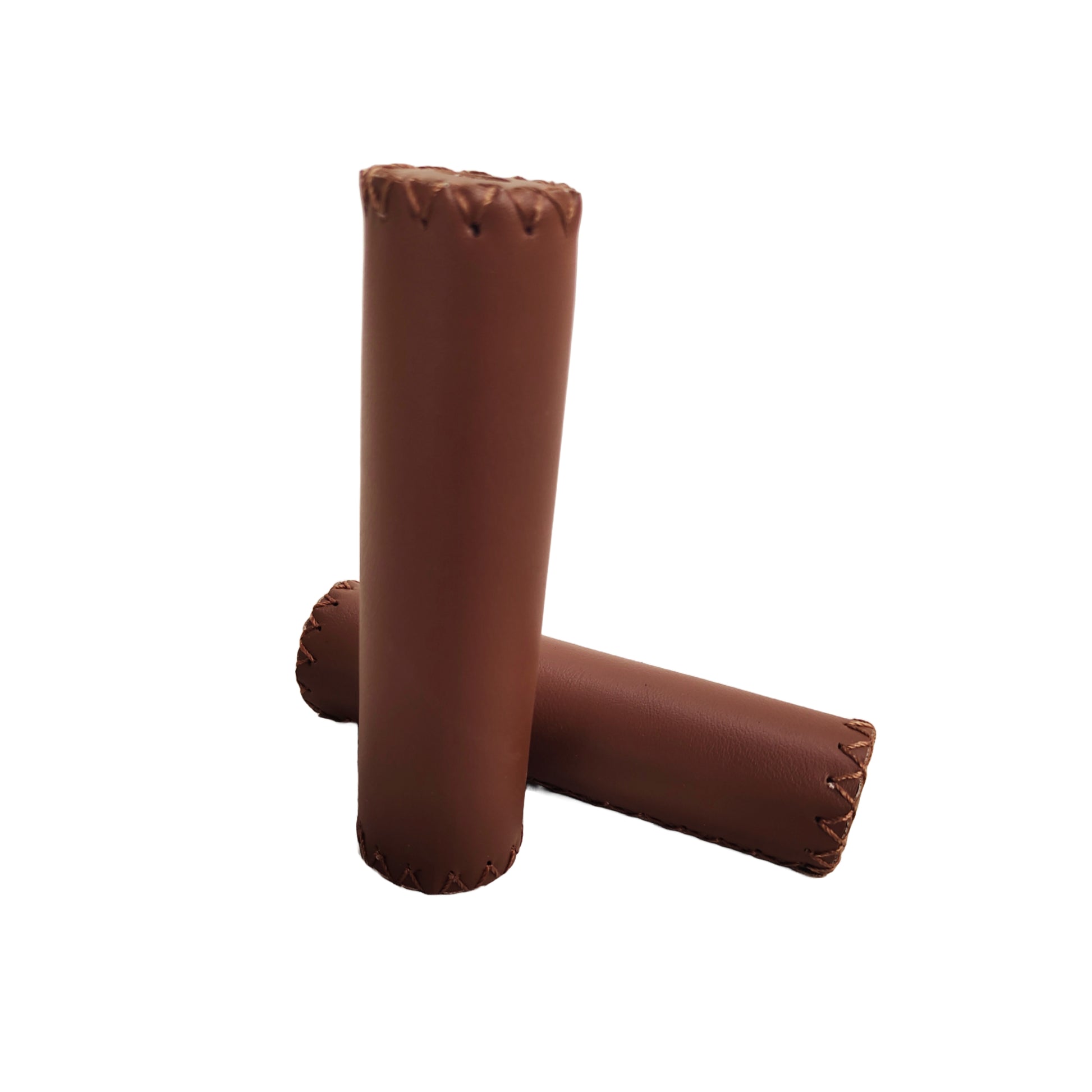 Bicycle grip brow leather angle view by omobikes