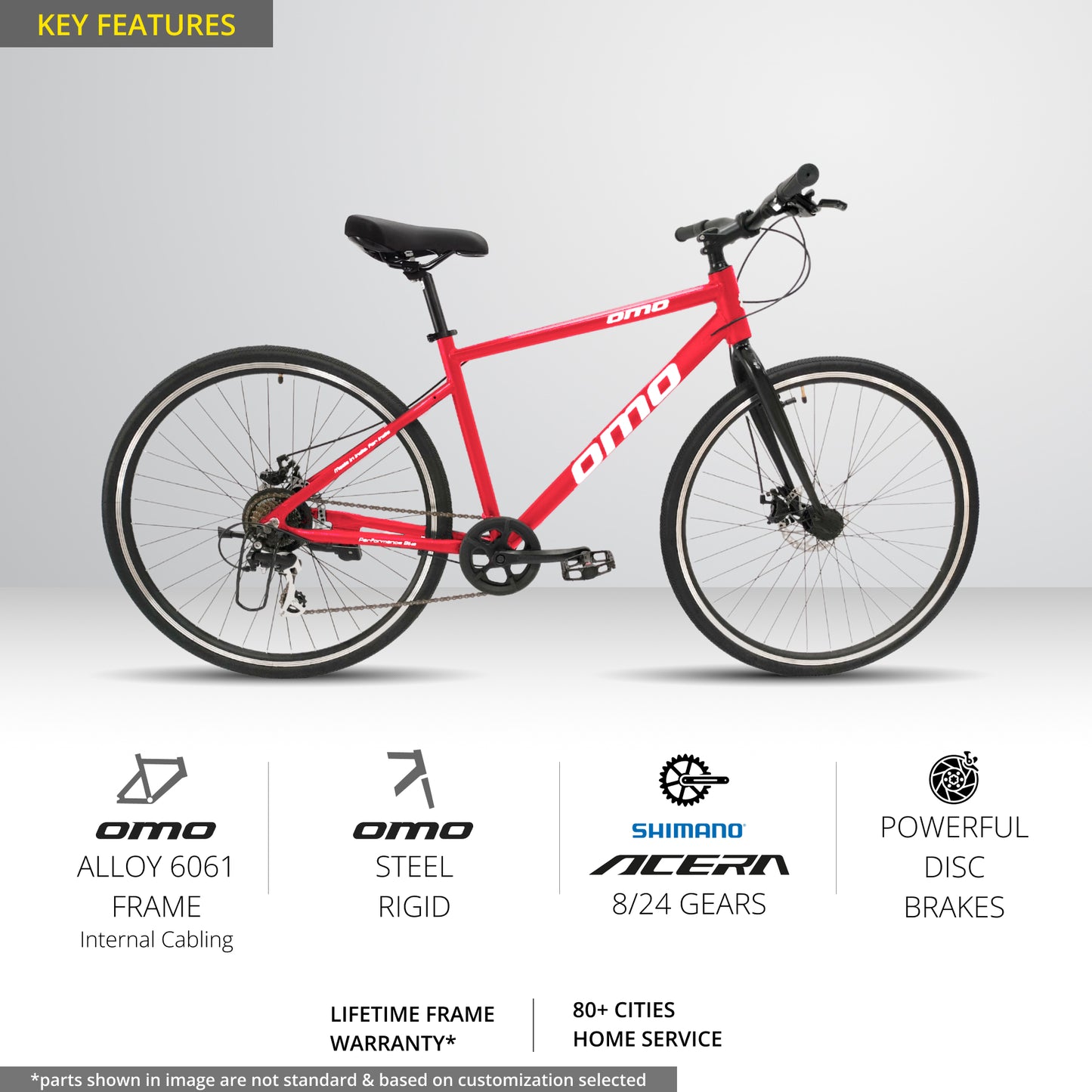 Omobikes alloy frame hampi geared hybrid bike under 20000 feature points