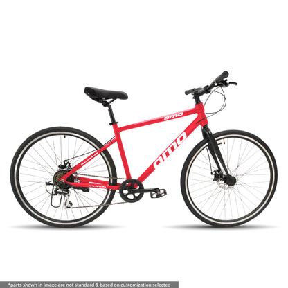 omobikes HAMPI PRO SHIMANO Gear 3X9 ALIVIO with ALLOY Rigid Fork 700C Hybrid Bike red black color