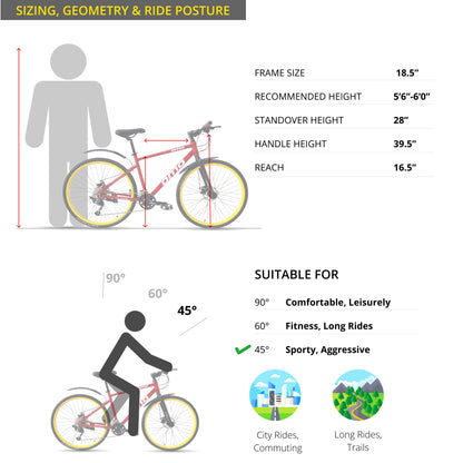 omo bikes hampi prime shimano gears  with cassette  and suspension size chart