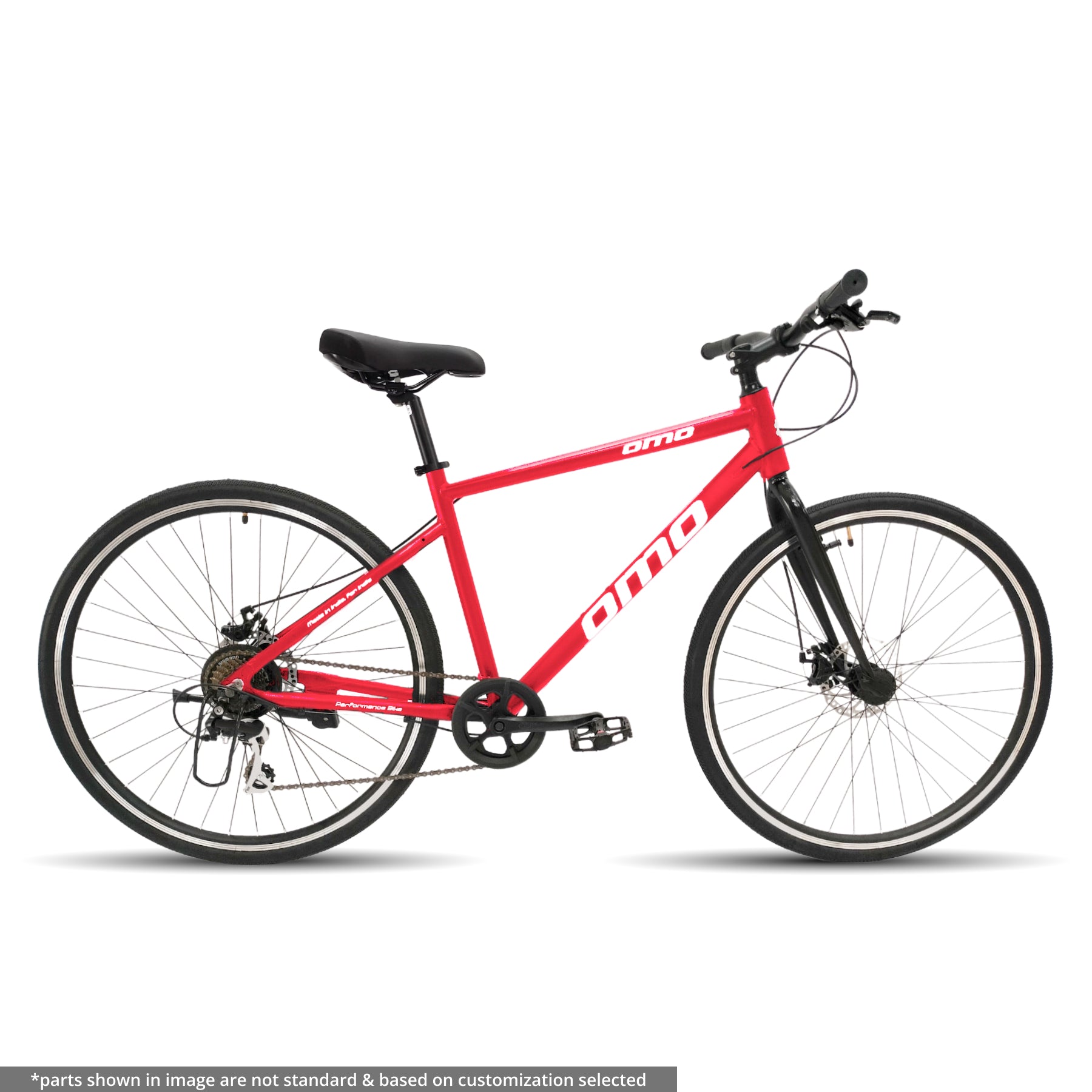 Alloy frame Light weight hybrid bike with 7 gear under 15000 in india by omobikes hampi red color