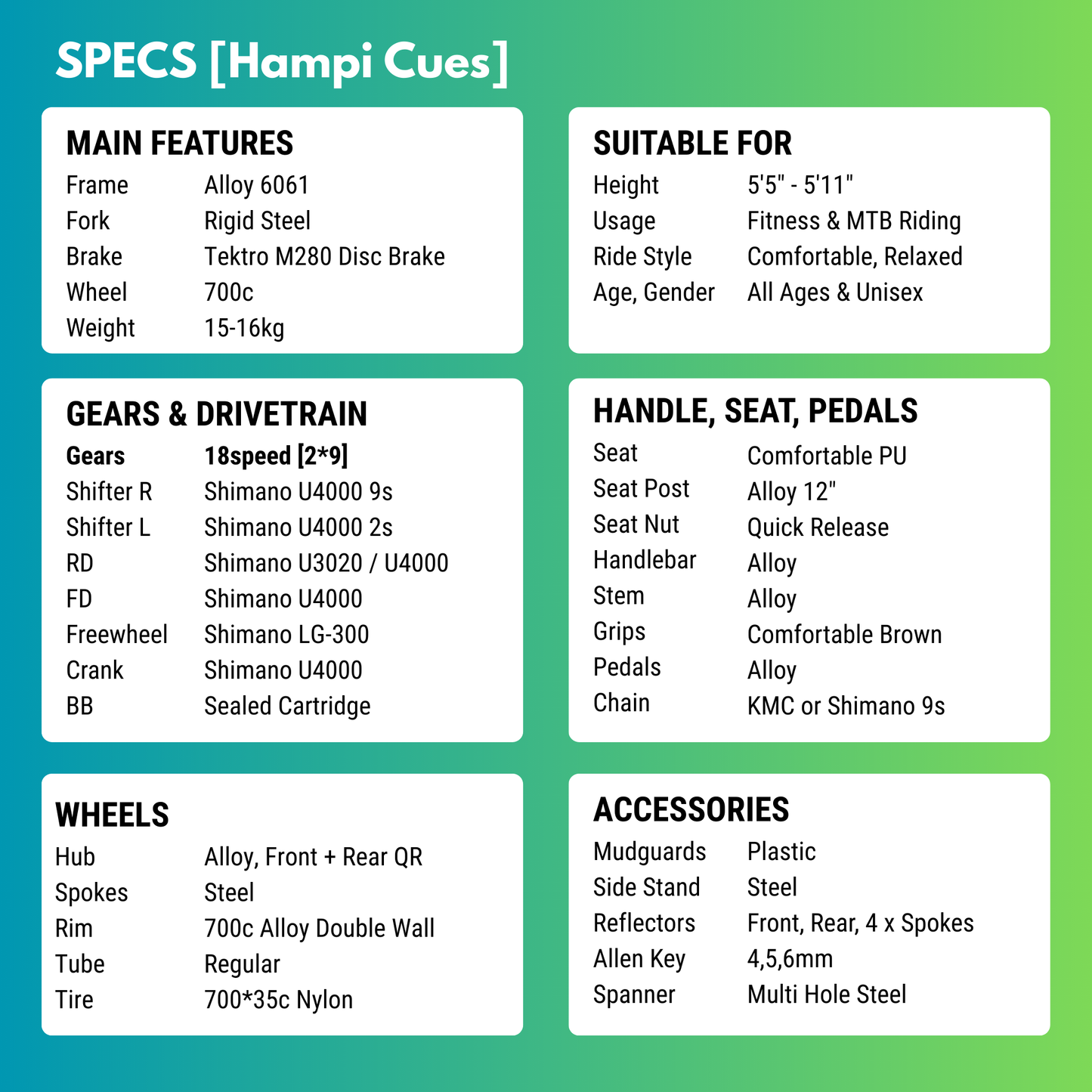 Hampi Cues  [18 Gears Hybrid]
