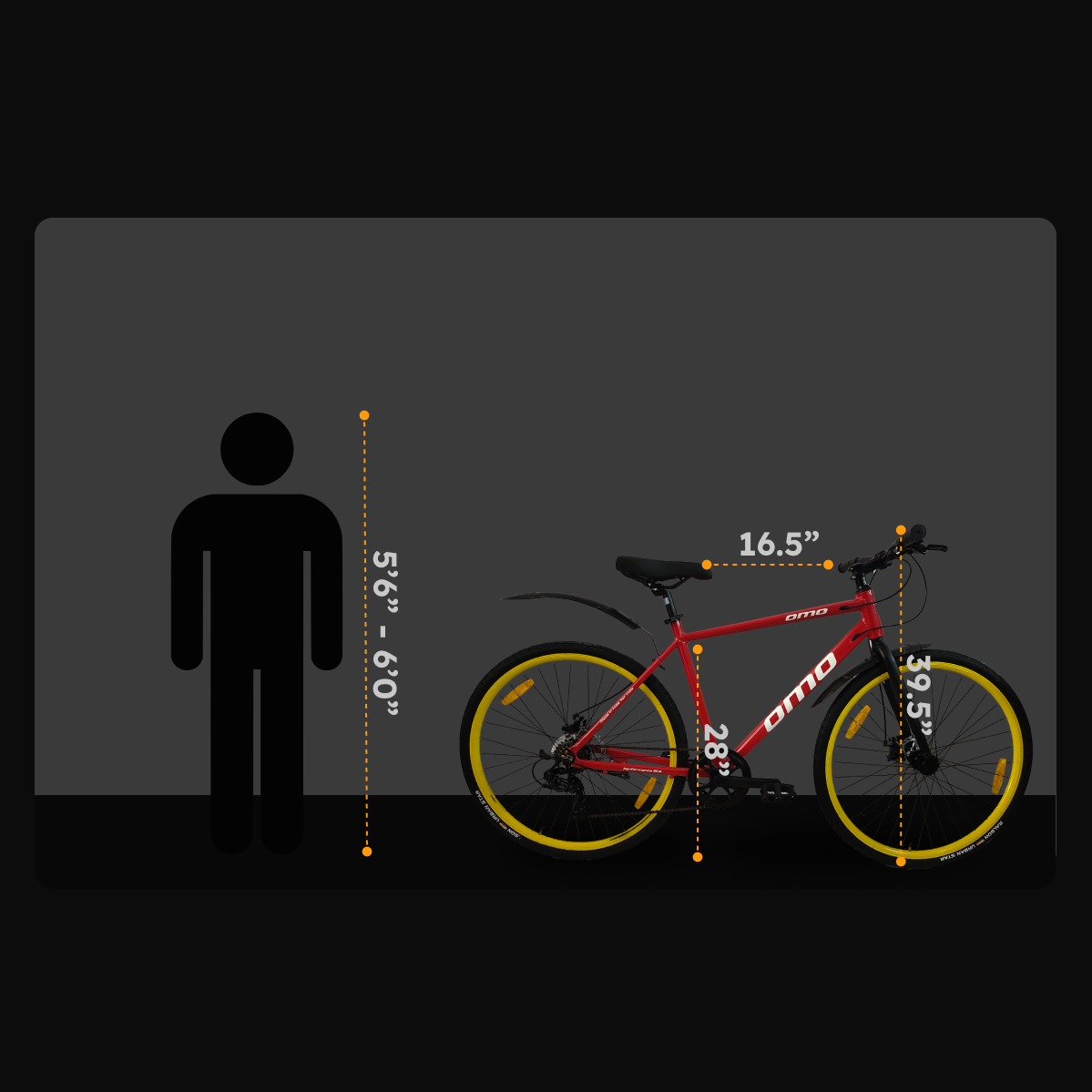 Hampi Ace alloy frame hybrid bike with 7 and 21 gear size chart by omobikes