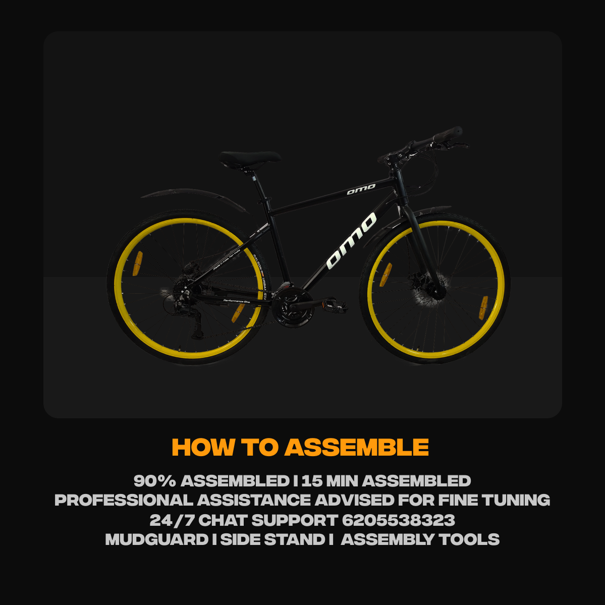 Hampi prime 8 and 24 gear hybrid bike Assembly instructions by omobikes