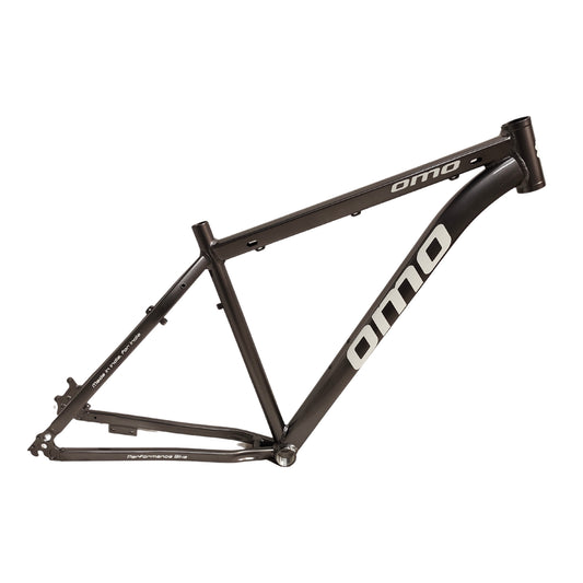 Bicycle frame 19 inch grey color aluminium alloy geared multi speed angle view mtb spare part by omobikes
