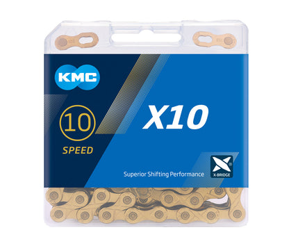 KMC X10 Bicycle Chain | 10-speed | Ti-N GOLD