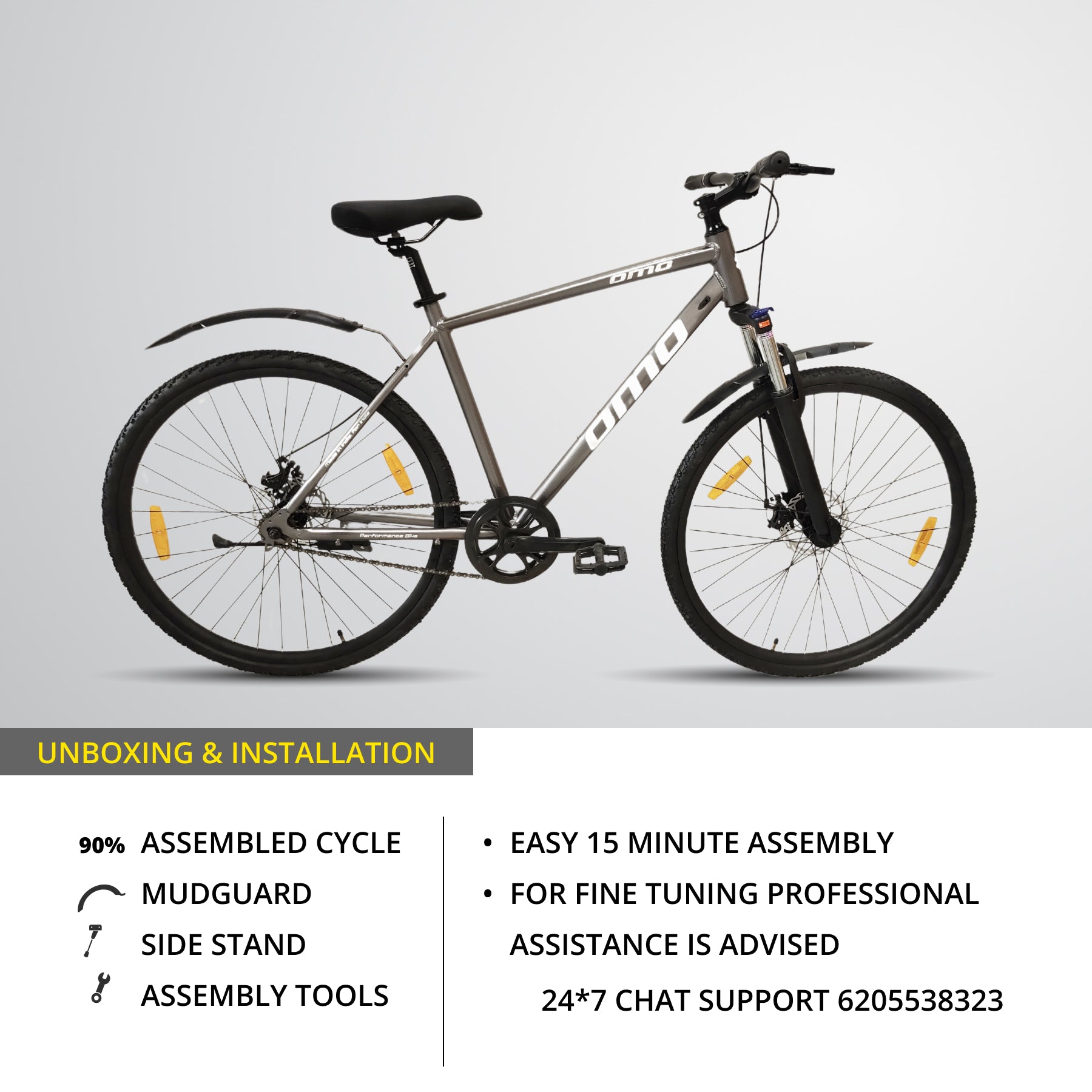 OMO bikes ladakh 1s Alloy frame single speed without gear lockout suspension hybrid bike with disc brake black color unboxing installation
