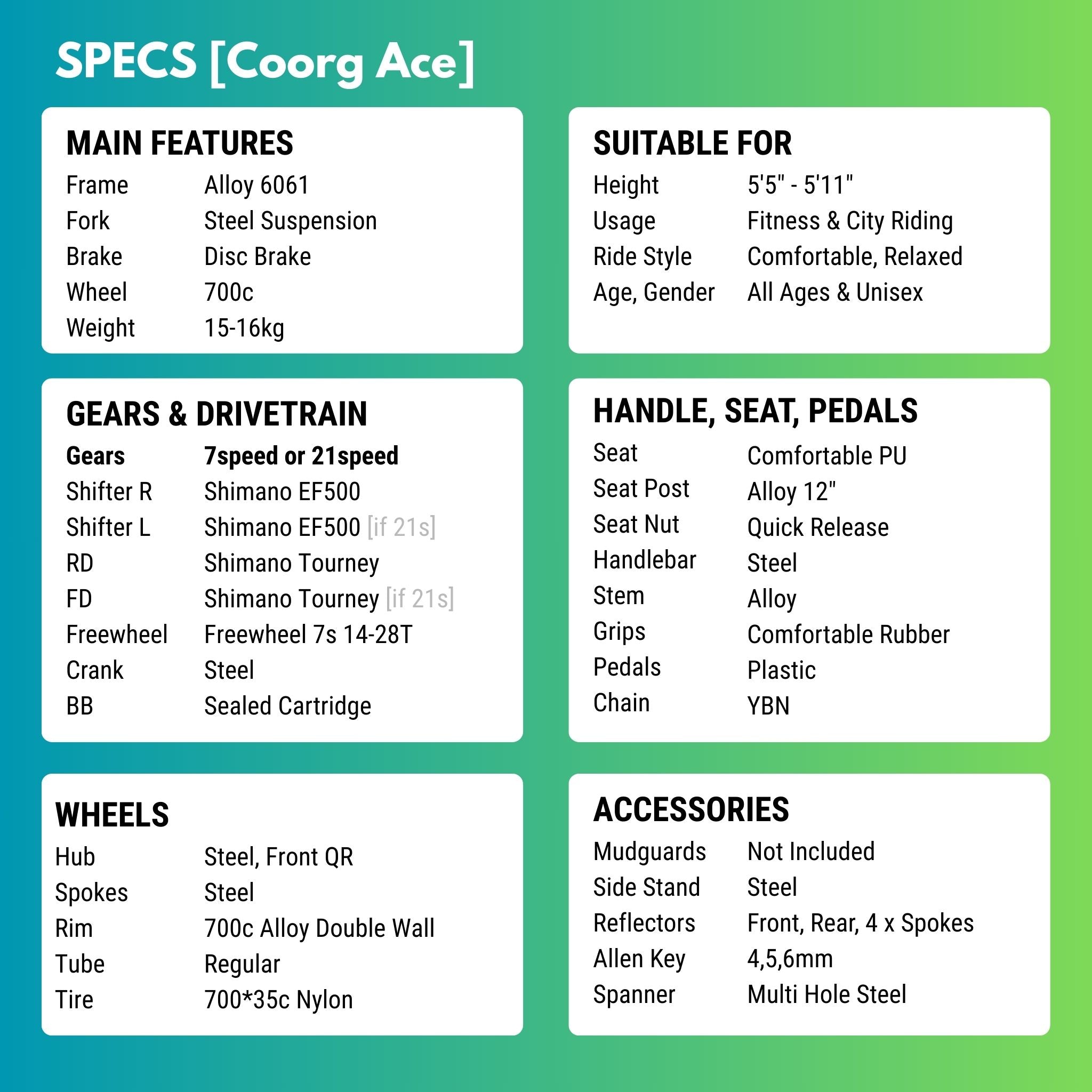 Zozila Ace - Mountain Cycle, Alloy Frame 7 & 21 Shimano Gear