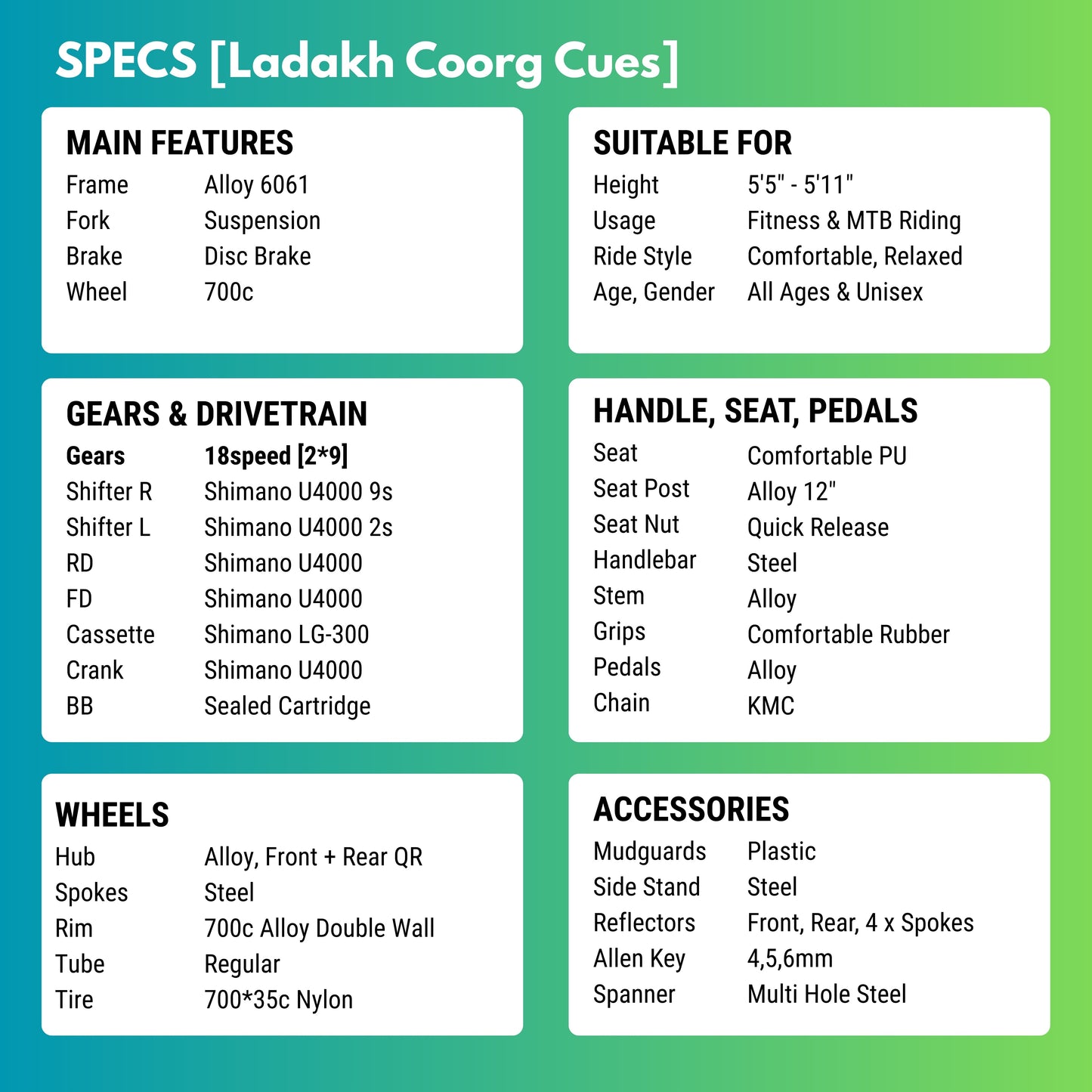 Coorg Cues [18 Gears Hybrid]