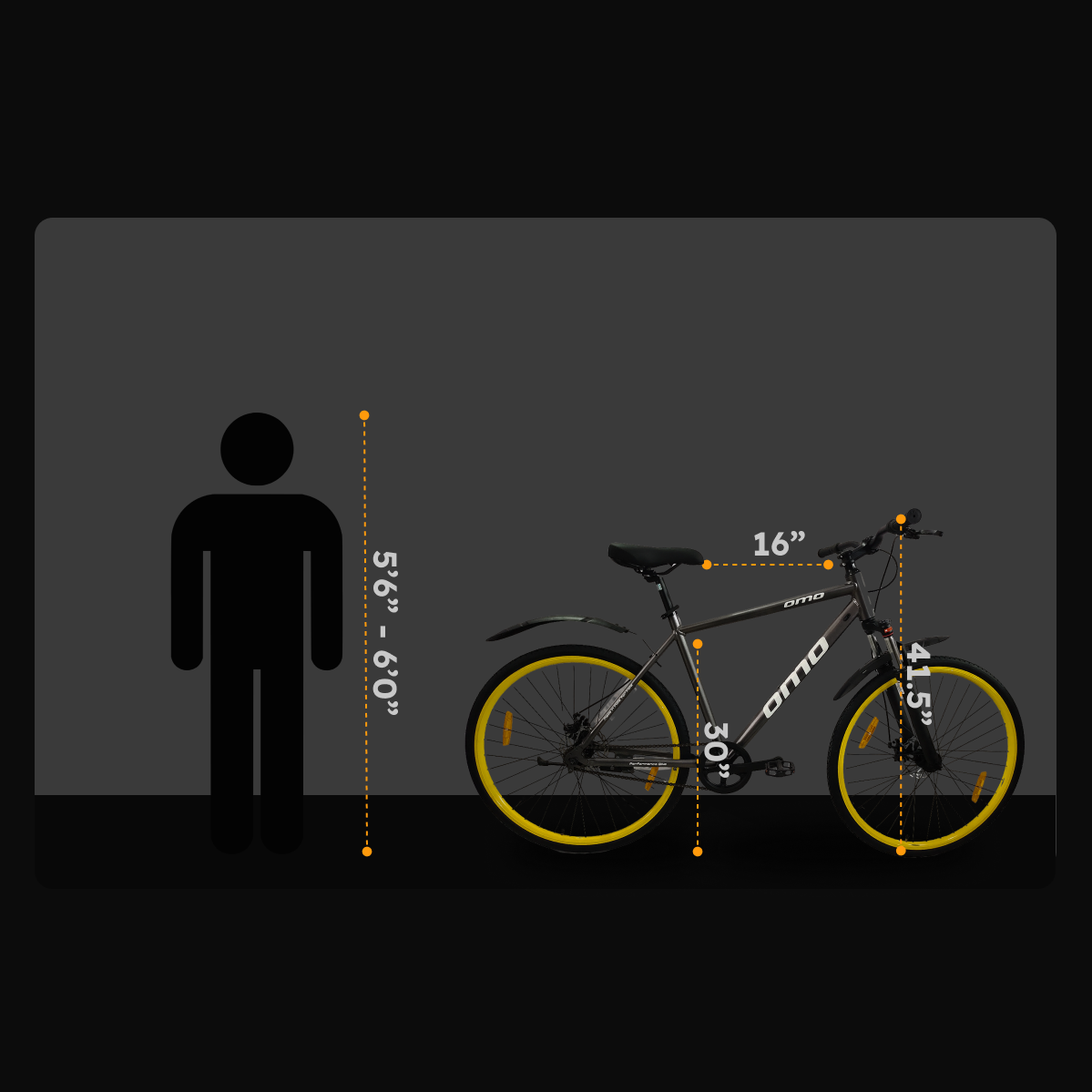 Ladakh prime alloy frame hybrid bike size chart by omobikes