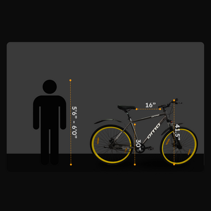 Ladakh pro 9 and 27 gear hybrid cycle alloy frame size chart by omobikes