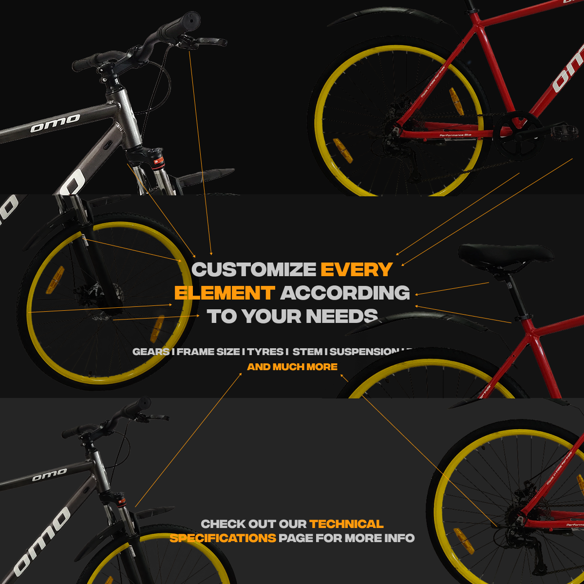 Ladakh ace 7 and 21 gear hybrid cycle customisation option by omobikes