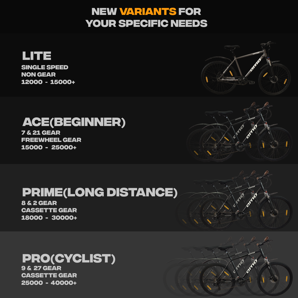 Ladakh Lite alloy frame single speed hybrid bike variants by omobikes