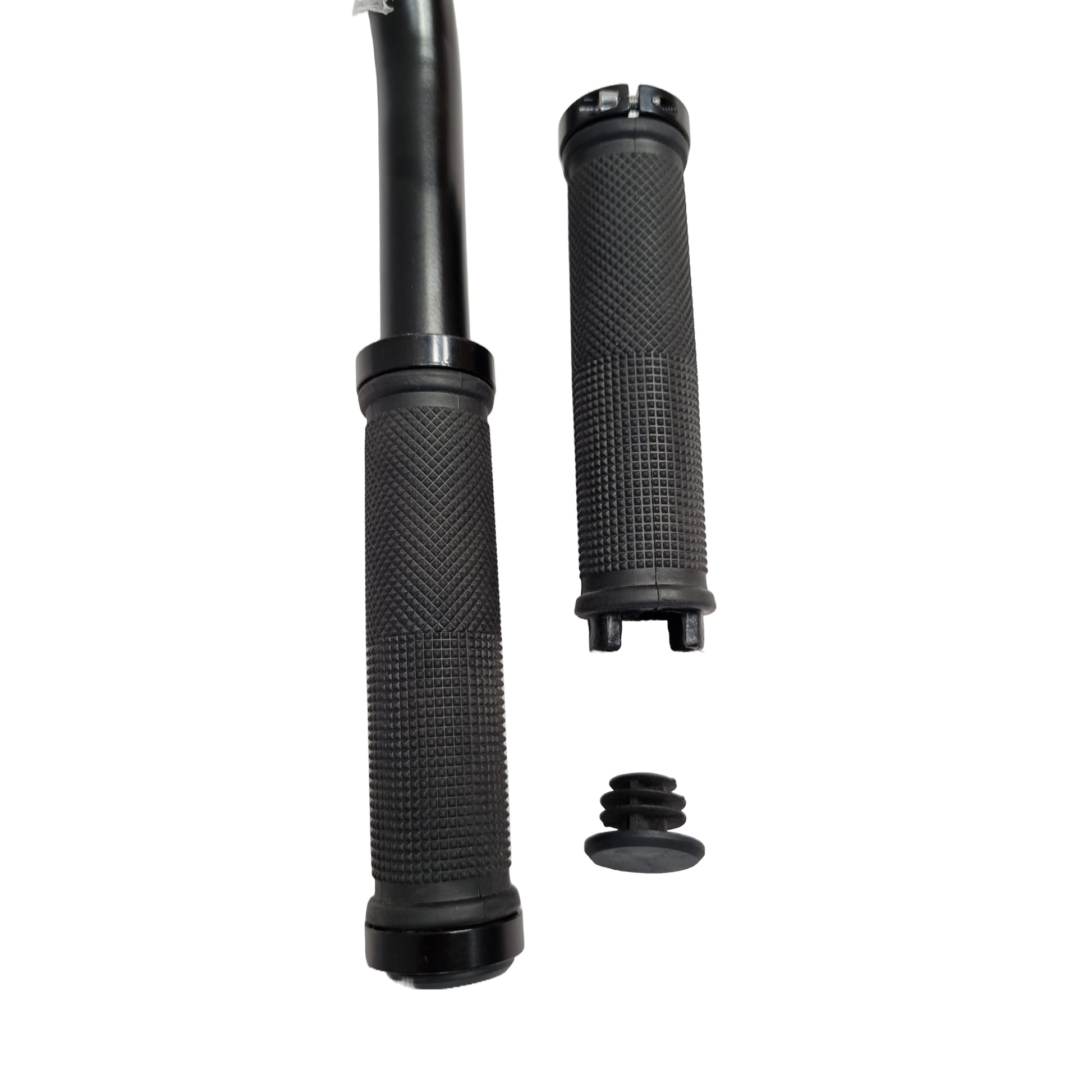 Lock-on Anti-Slip Bicycle Handlebar Handle Grip Black with double clamp and with end cap 