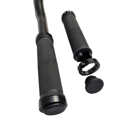 Lock-on Anti-Slip Bicycle Handlebar Handle Grip Black with double clamp end cap handle view