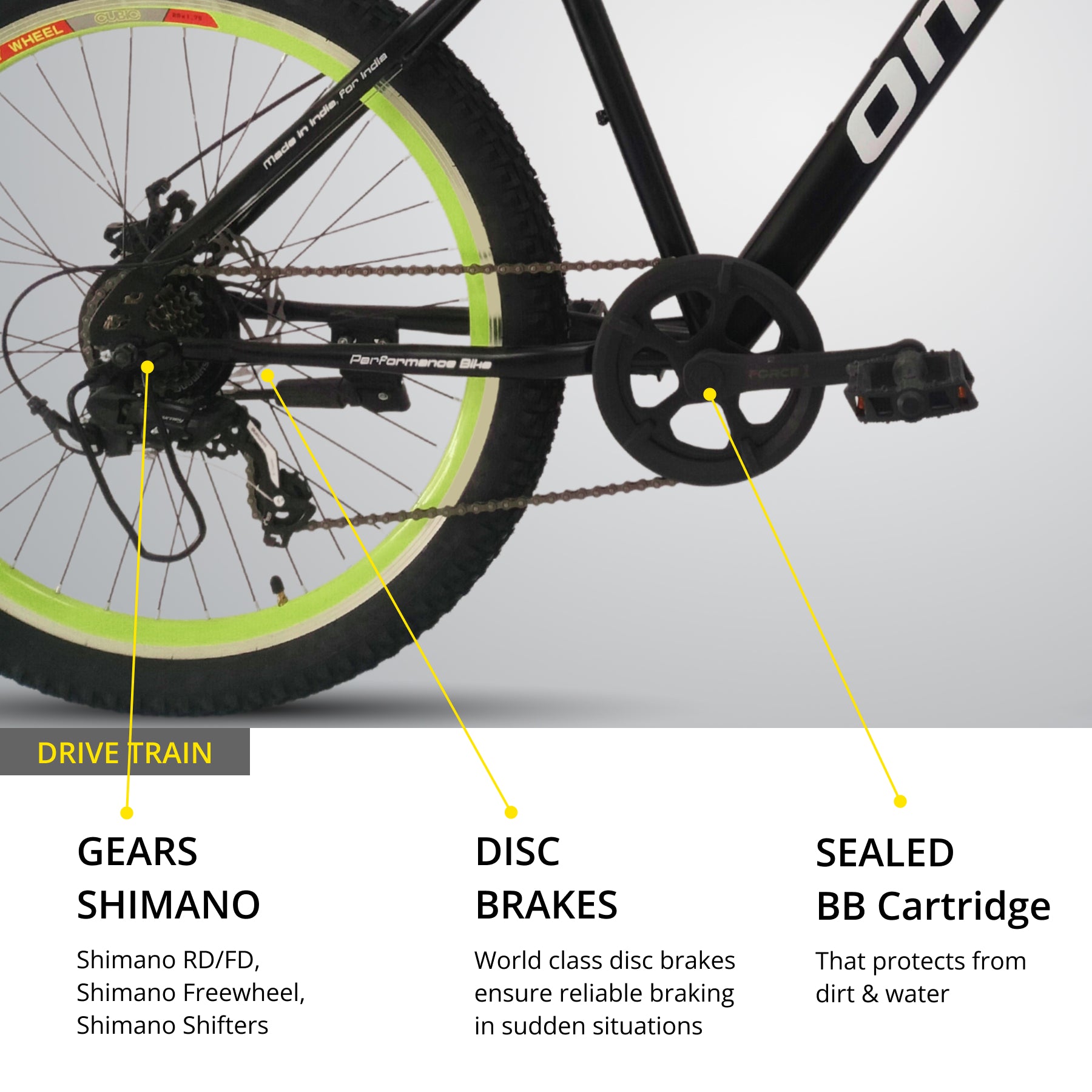 OMO bikes steel MTB bike manali shimano gear mountain bike disc brake wheel view