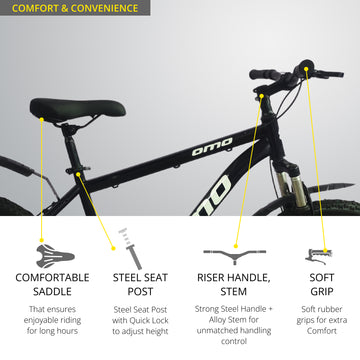 Manali Lite Mountain Bike 26T Steel Frame, Front Suspension, Disc brake Omobikes