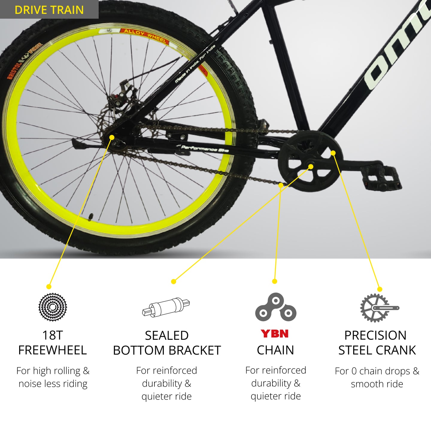 OMO bikes manali steel MTB bike single speed mountain bike disc brake wheel view